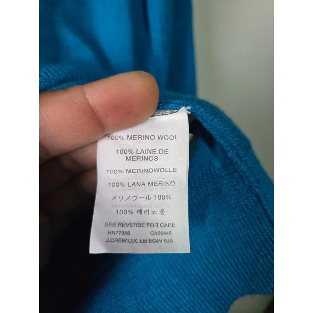 J.Crew‎ 100% Merino Wool Sweater Medium Blue Lightweight Crewneck Preppy Capsule